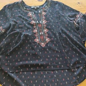 Miss Me brand Black blouse withand red white embroidery‎